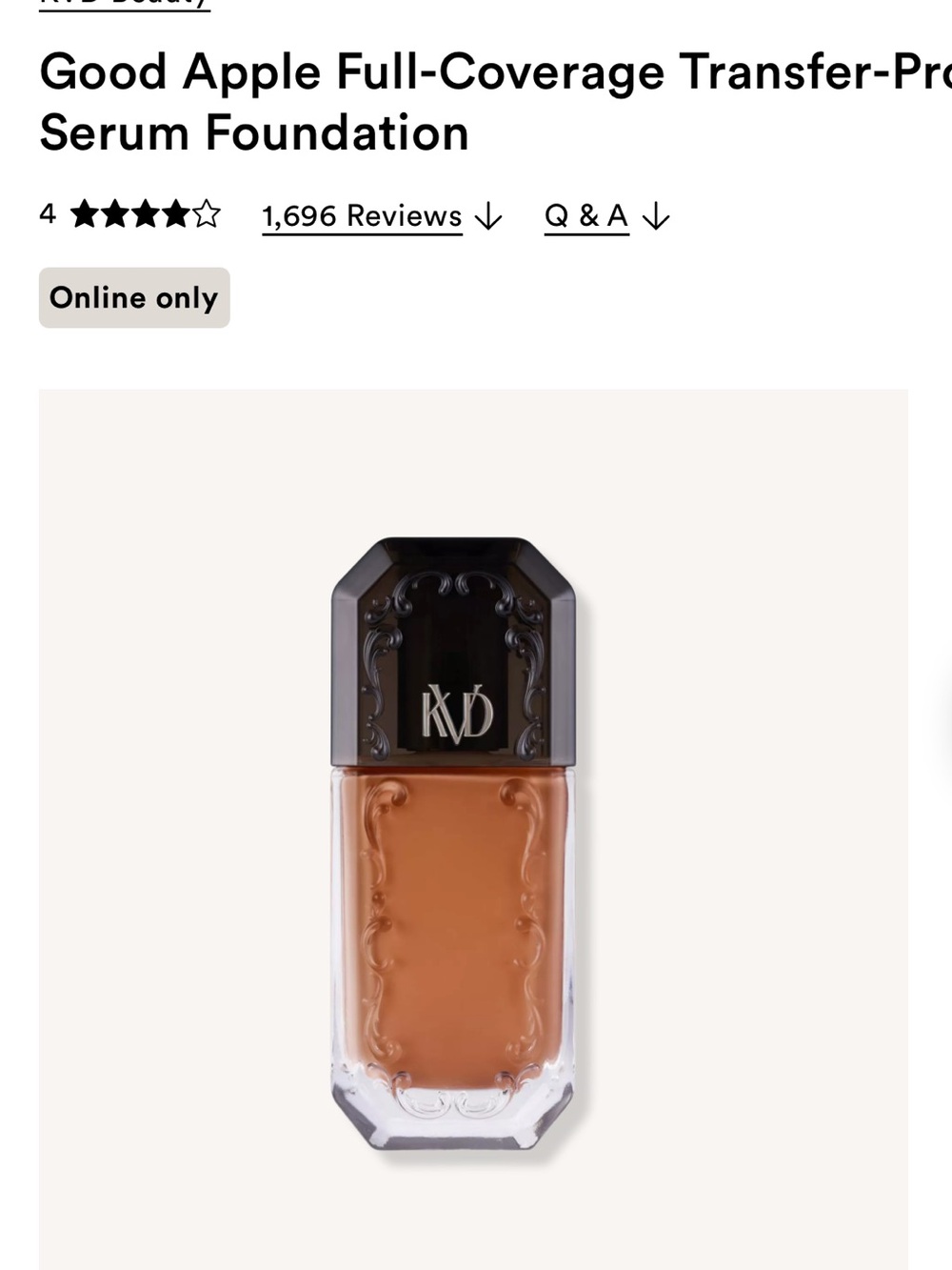 KVD Good Apple Full-Coverage Serum Foundation — Warm Tan NEW